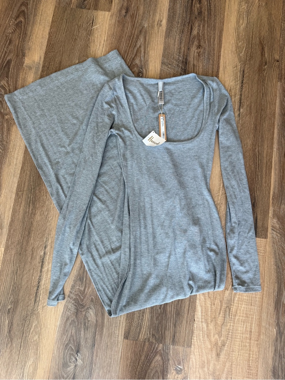 SKIMS Soft Lounge Grey Long Sleeve Scoop Neck Maxi Dress Small - Picture 3 of 5